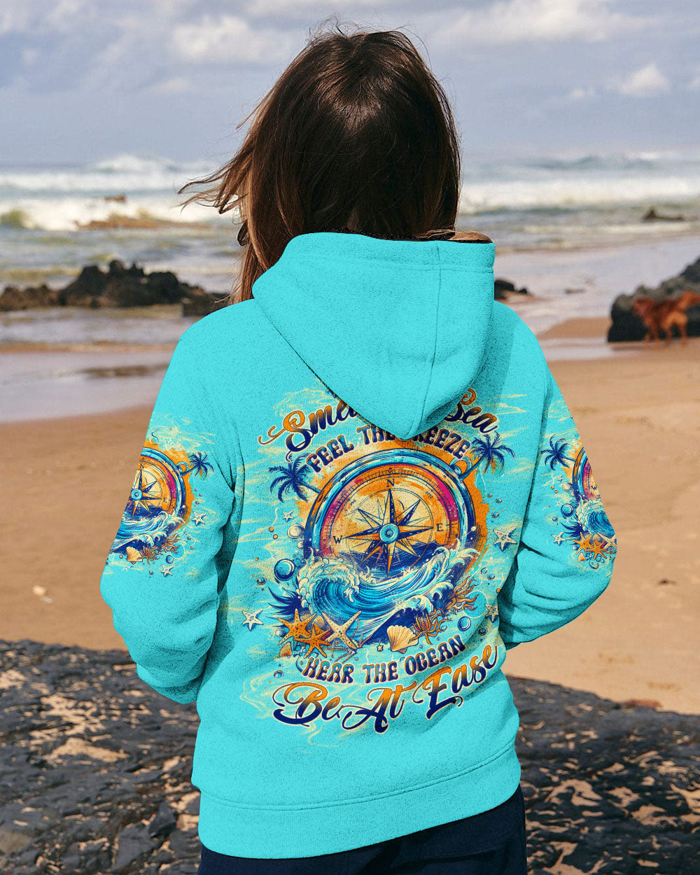 BLISSCORNERS SMELL THE SEA FEEL THE BREEZE COMPASS ALL OVER PRINT