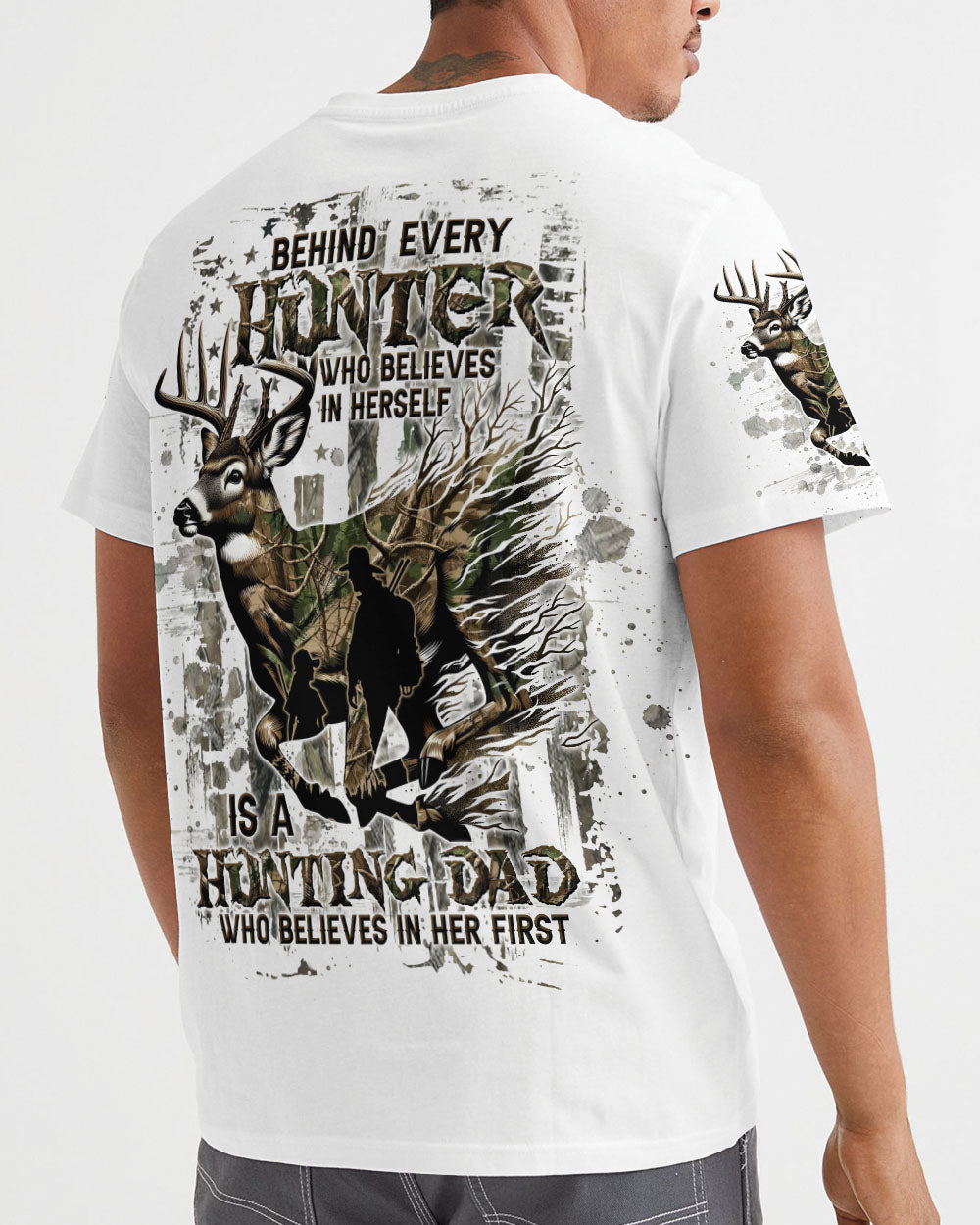 BLISSCORNERS BEHIND EVERY HUNTER HUNTING DEER ALL OVER PRINT