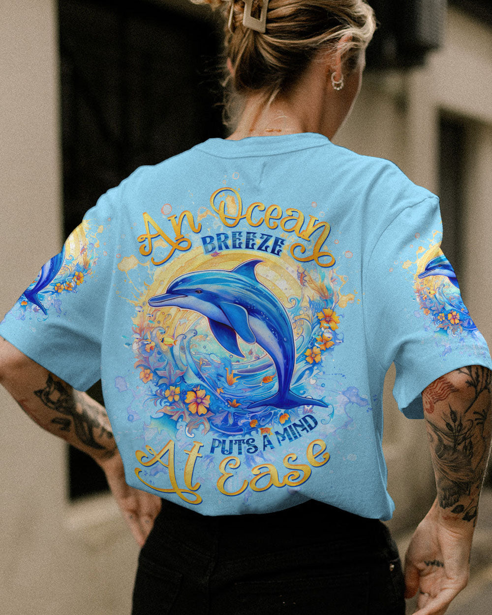 BLISSCORNERS AN OCEAN BREEZE DOLPHIN ALL OVER PRINT