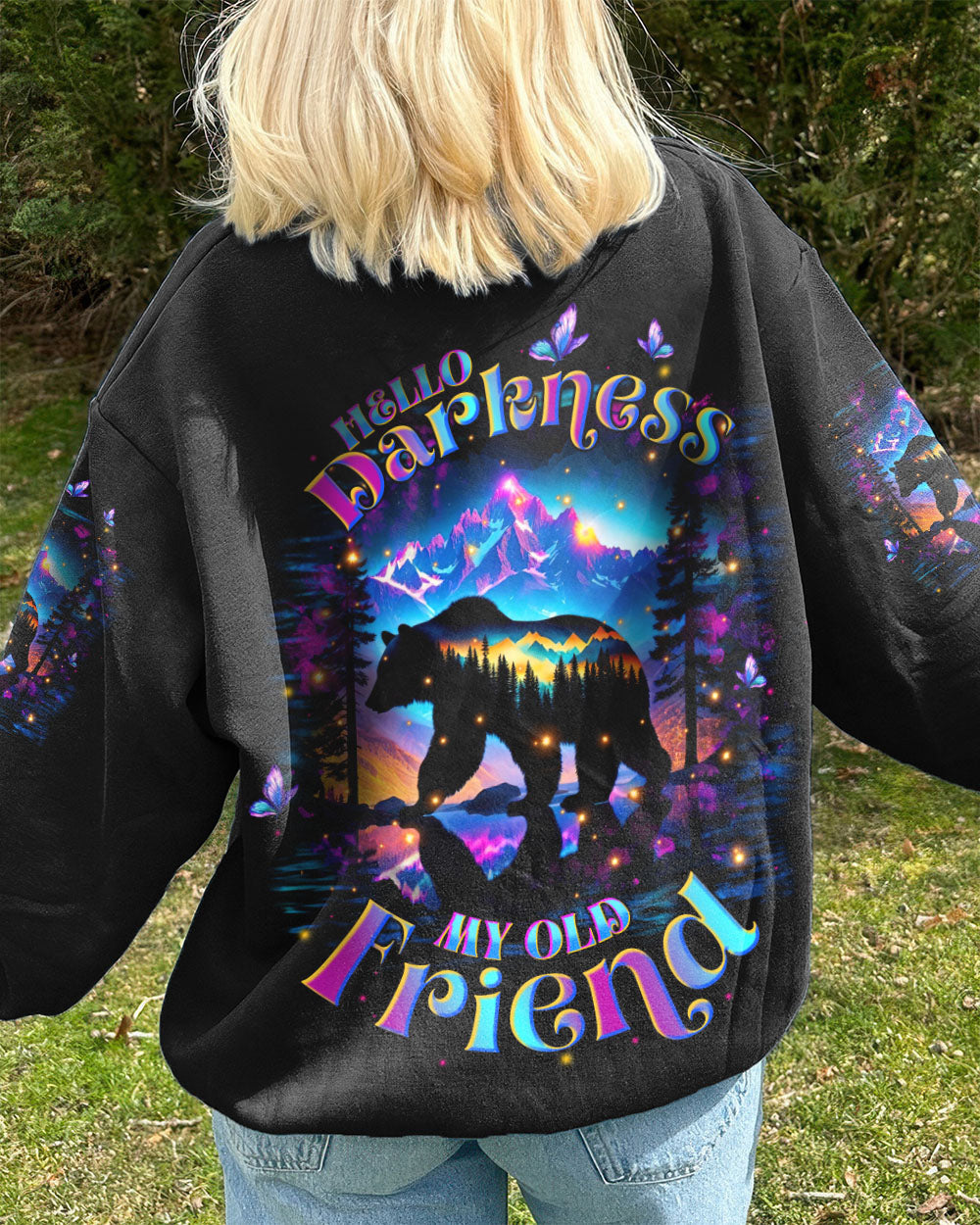 BLISSCORNERS HELLO DARKNESS MY OLD FRIEND BEAR ALL OVER PRINT