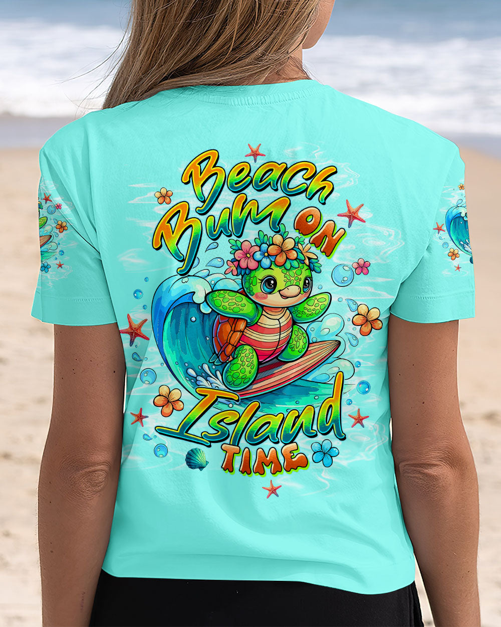 BLISSCORNERS BEACH BUM ON ISLAND TIME TURTLE ALL OVER PRINT