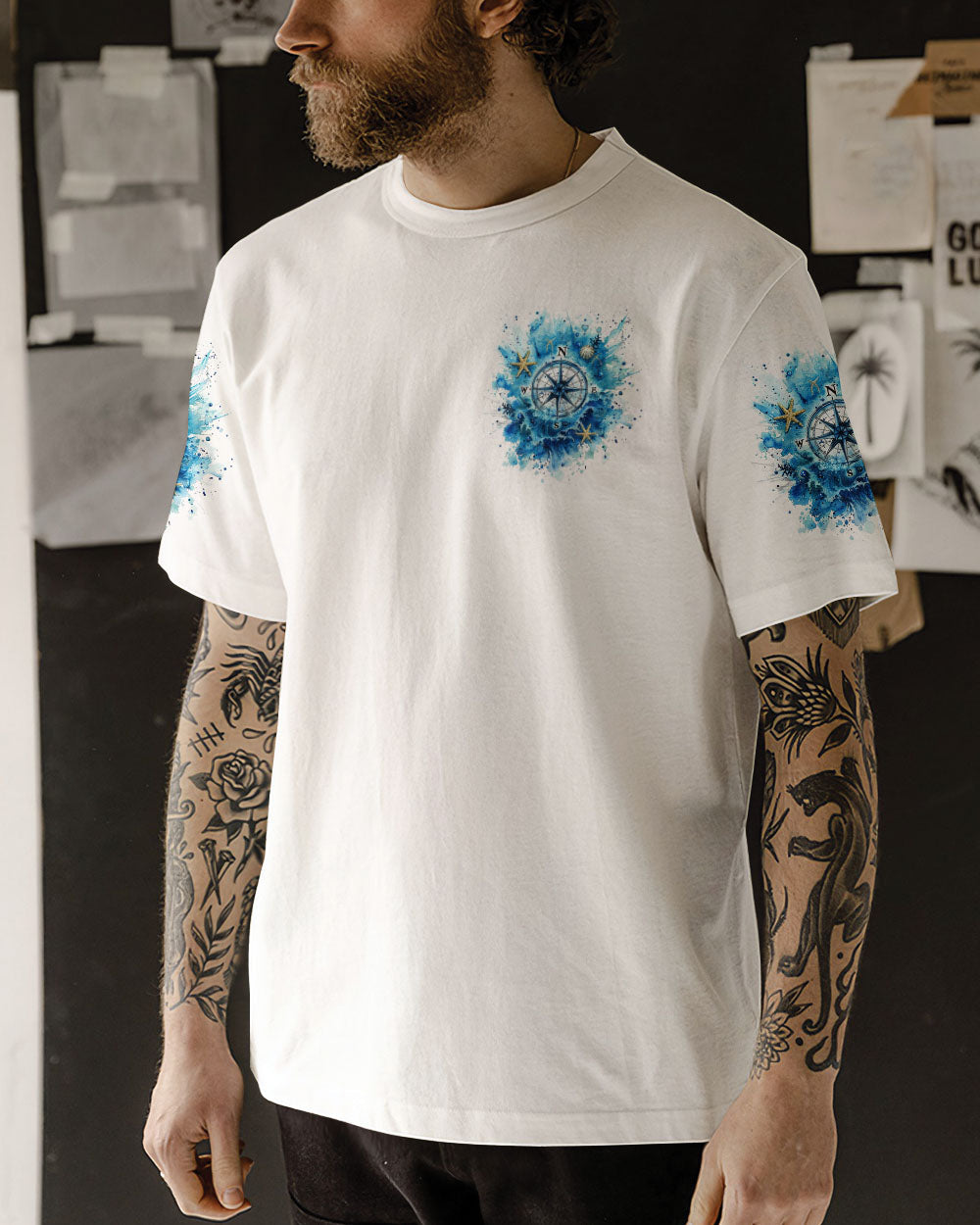 BLISSCORNERS SALTWATER HEALS EVERYTHING COMPASS ALL OVER PRINT