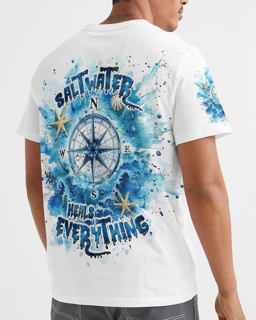 BLISSCORNERS SALTWATER HEALS EVERYTHING COMPASS ALL OVER PRINT