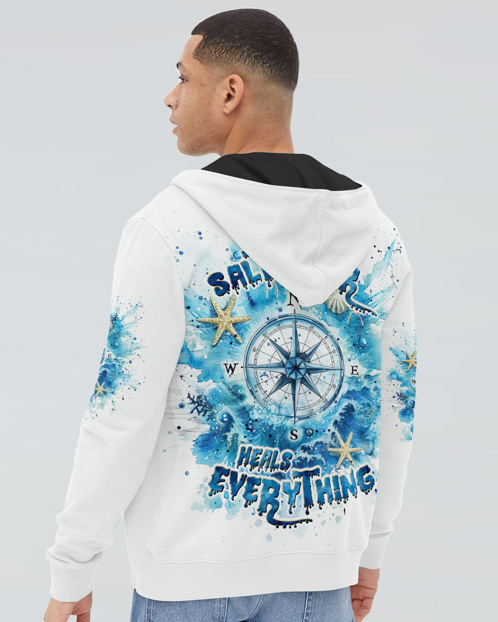 BLISSCORNERS SALTWATER HEALS EVERYTHING COMPASS ALL OVER PRINT