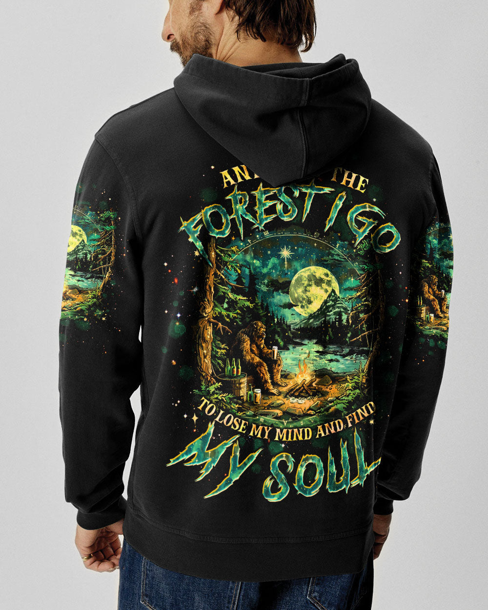 BLISSCORNERS AND INTO THE FOREST I GO BIGFOOT ALL OVER PRINT