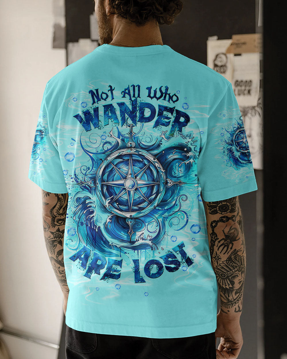 BLISSCORNERS NOT ALL WHO WANDER ARE LOST COMPASS BEACH ALL OVER PRINT
