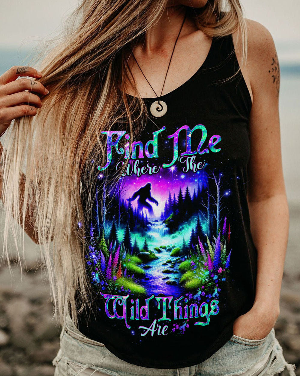 BLISSCORNERS FIND ME WHERE THE WILD THINGS ARE BIGFOOT ALL OVER PRINT