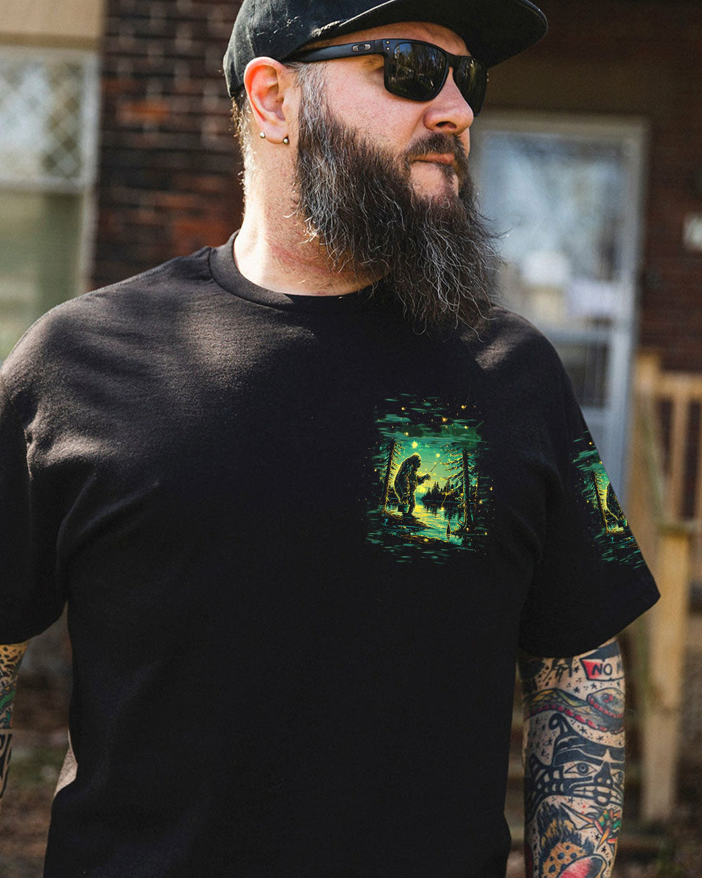 BLISSCORNERS AND INTO THE FOREST I GO BIGFOOT FISHING ALL OVER PRINT