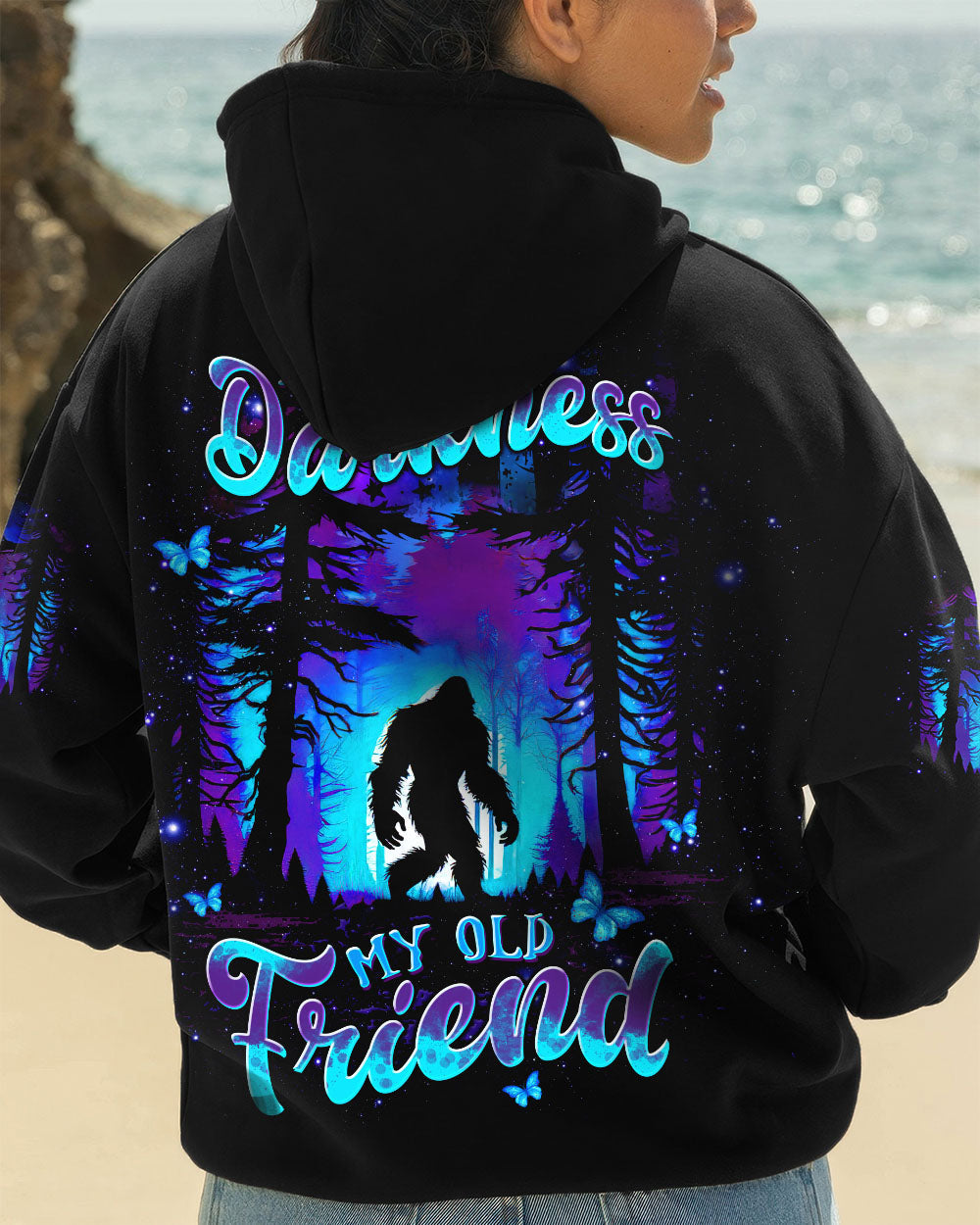BLISSCORNERS HELLO DARKNESS MY OLD FRIEND BIGFOOT ALL OVER PRINT