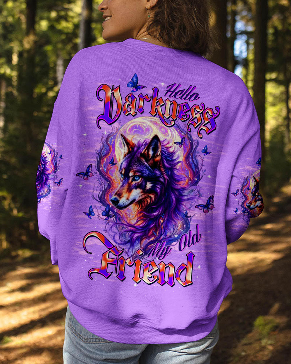 BLISSCORNERS HELLO DARKNESS MY OLD FRIEND WOLF ALL OVER PRINT