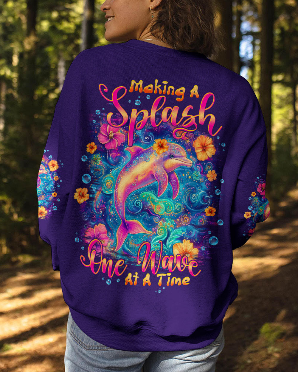 BLISSCORNERS MAKING A SPLASH ONE WAVE AT A TIME DOLPHIN ALL OVER PRINT