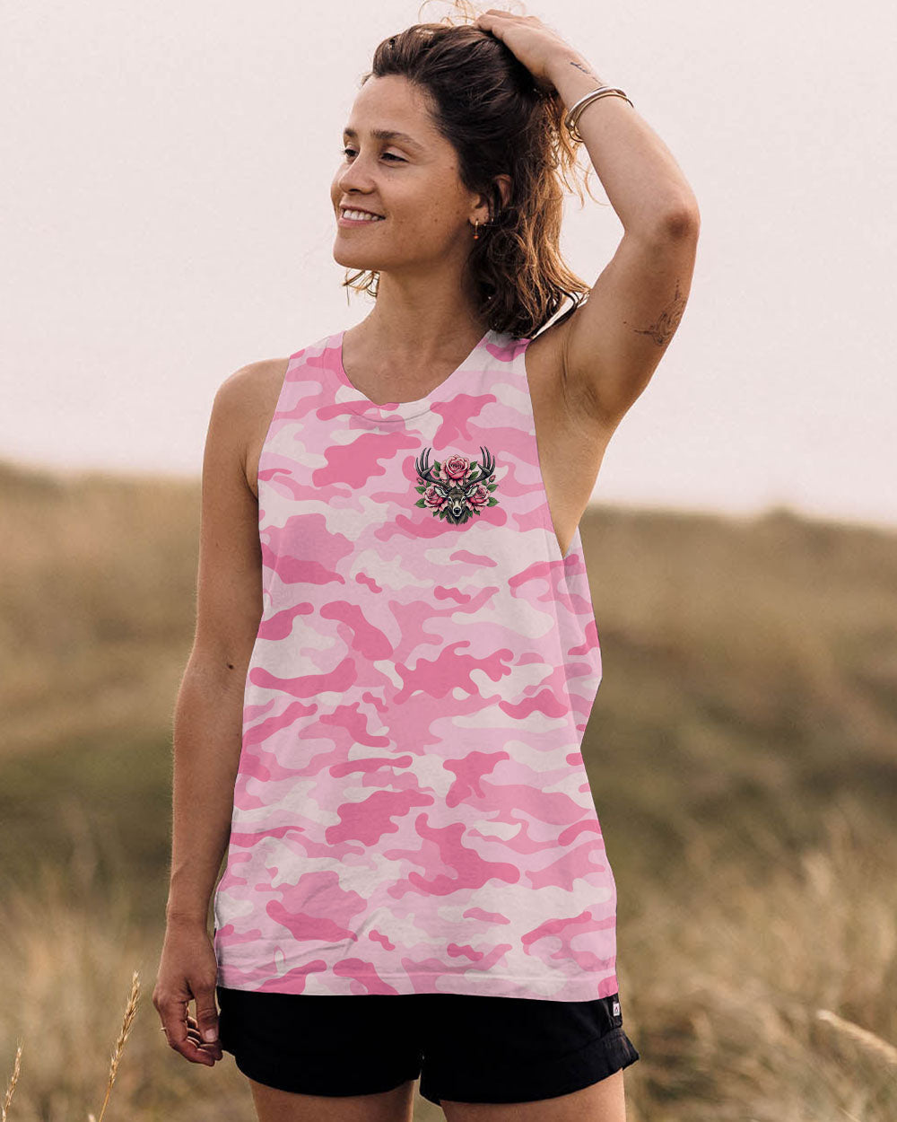 BLISSCORNERS PRETTY IN PINK HUNTING DEER ALL OVER PRINT