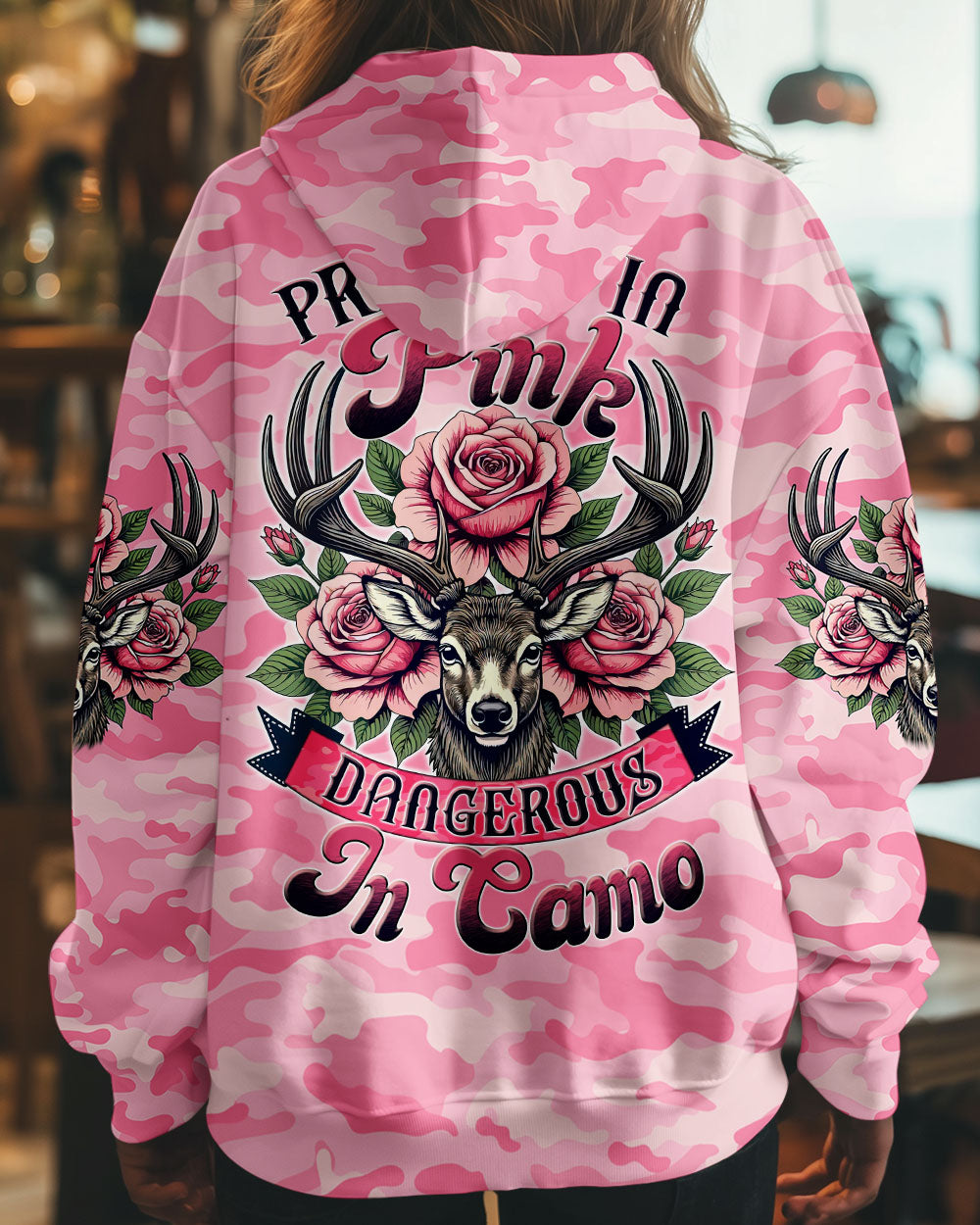 BLISSCORNERS PRETTY IN PINK HUNTING DEER ALL OVER PRINT