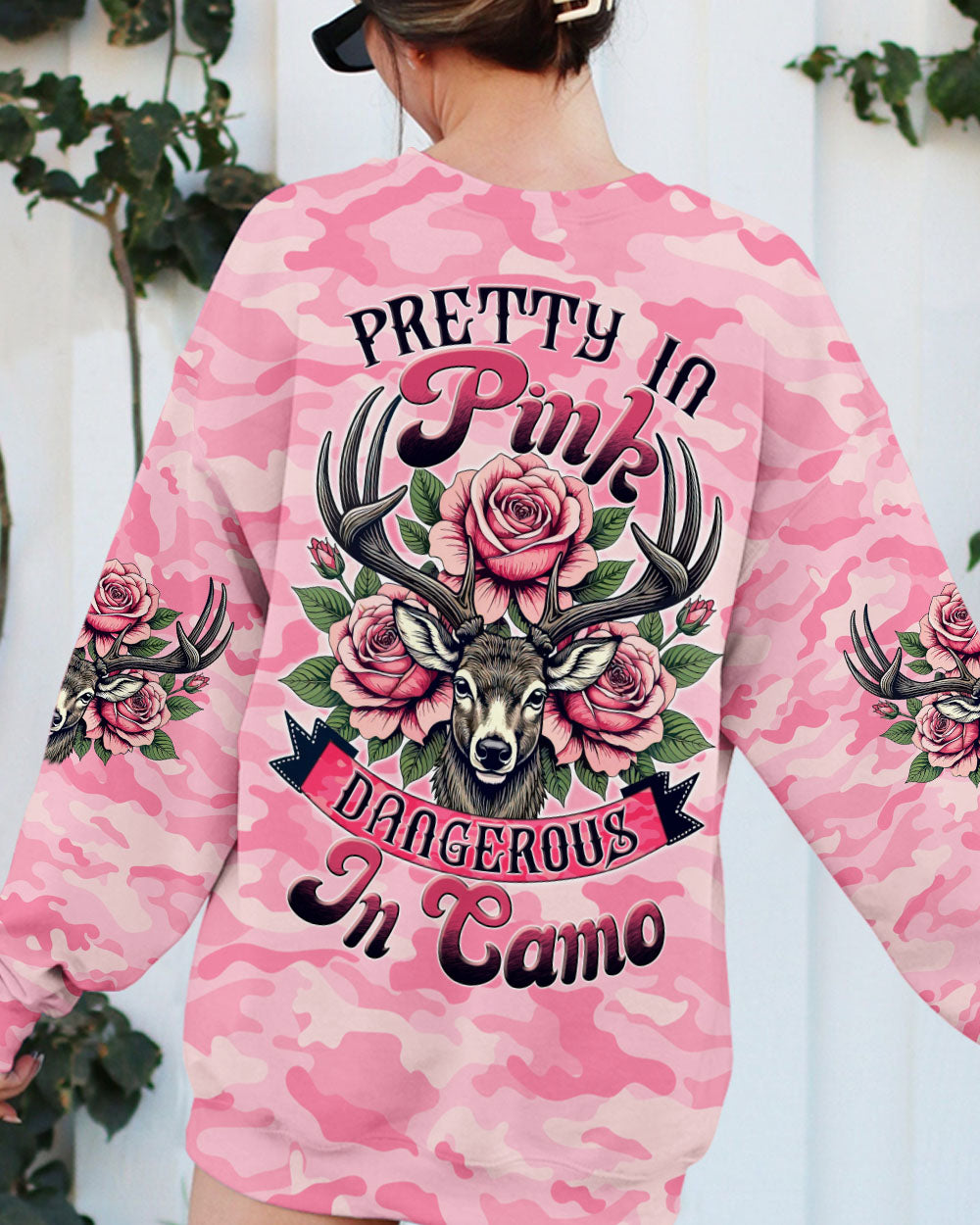 BLISSCORNERS PRETTY IN PINK HUNTING DEER ALL OVER PRINT