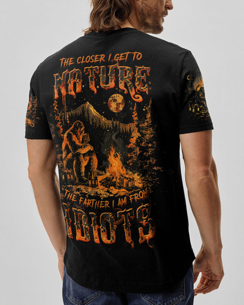 BLISSCORNERS THE CLOSER I GET TO NATURE BIGFOOT CAMPFIRE ALL OVER PRINT