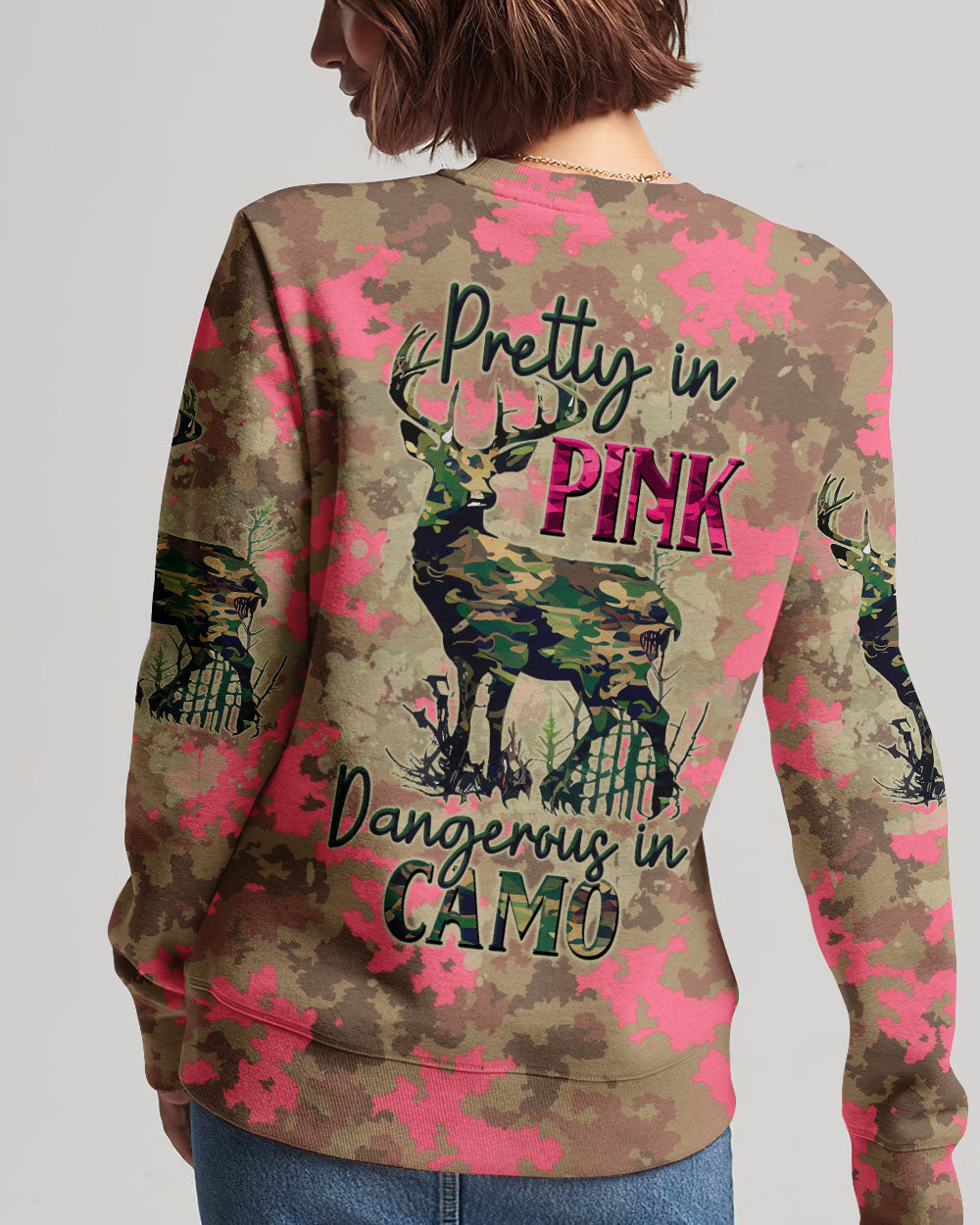 BLISSCORNERS DANGEROUS IN CAMO HUNTING DEER ALL OVER PRINT