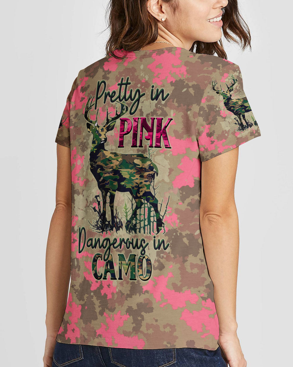 BLISSCORNERS DANGEROUS IN CAMO HUNTING DEER ALL OVER PRINT