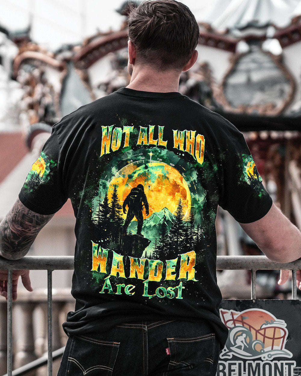 BLISSCORNERS NOT ALL WHO WANDER ARE LOST BIGFOOT ALL OVER PRINT