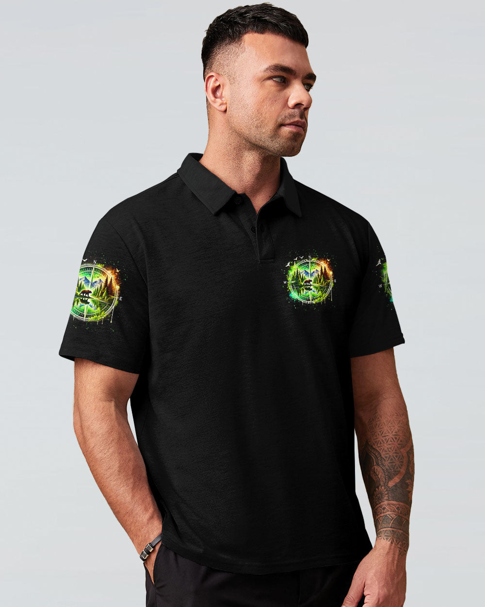 BLISSCORNERS AND INTO THE FOREST I GO BEAR COMPASS ALL OVER PRINT