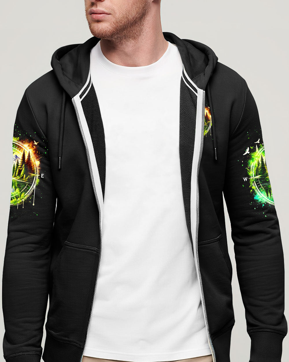 BLISSCORNERS AND INTO THE FOREST I GO BEAR COMPASS ALL OVER PRINT