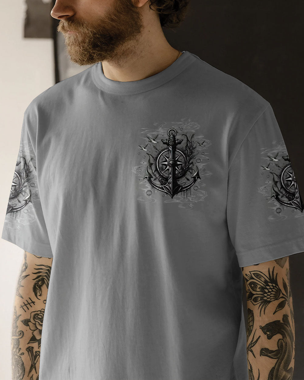 BLISSCORNERS NOT ALL WHO WANDER ARE LOST ANCHOR COMPASS ALL OVER PRINT