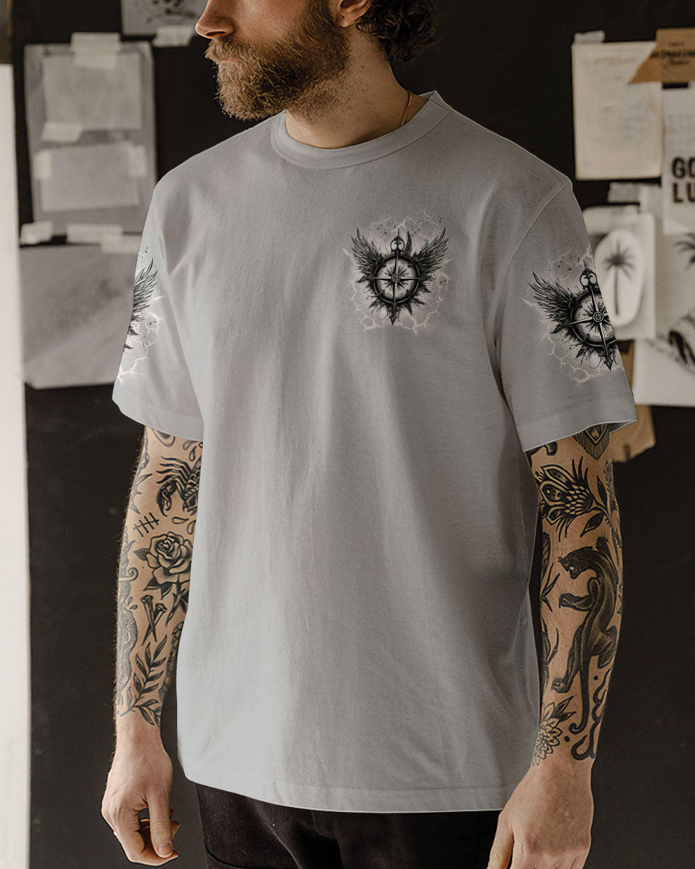 BLISSCORNERS NOT ALL WHO WANDER ARE LOST COMPASS ALL OVER PRINT