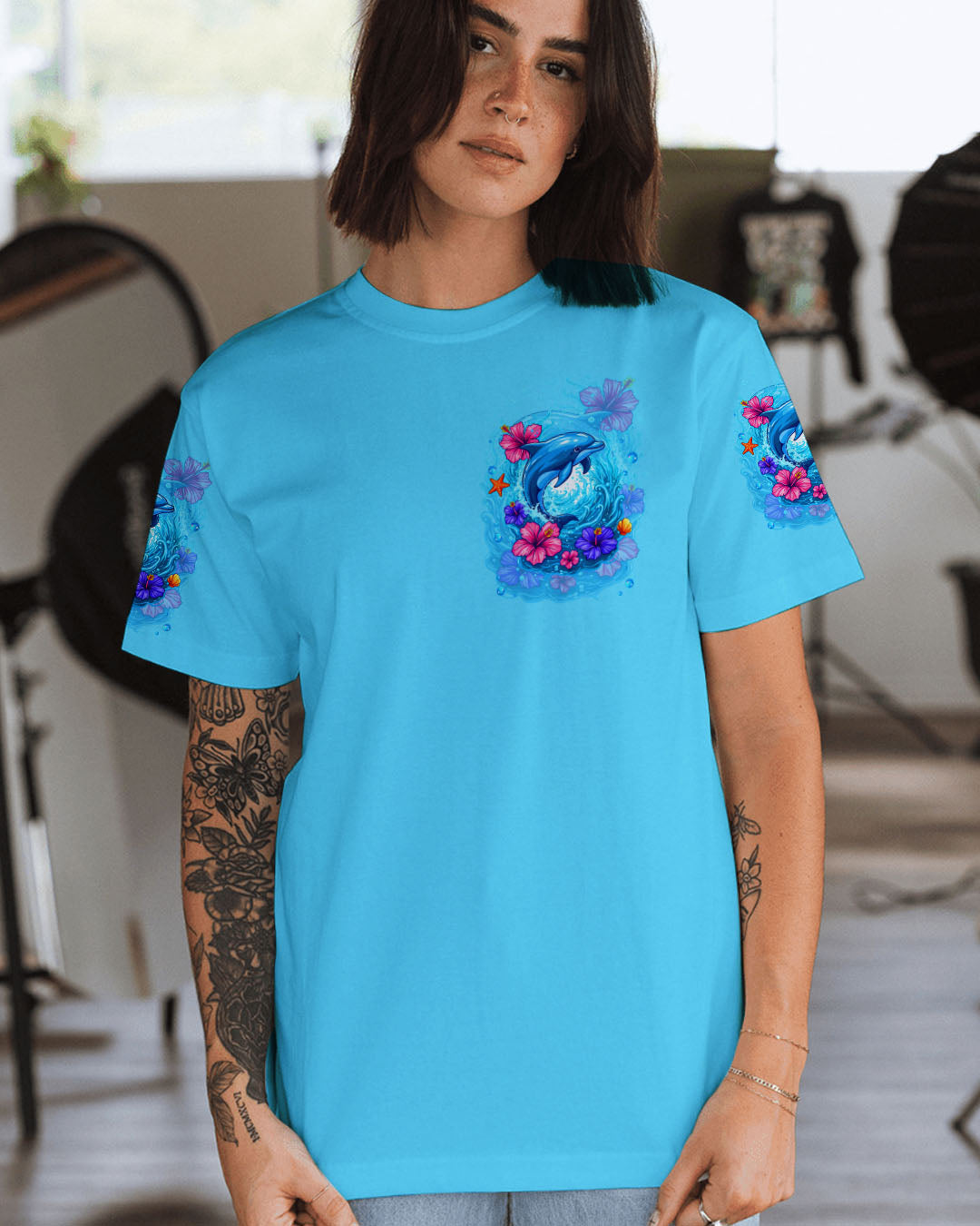 BLISSCORNERS MAKING A SPLASH ONE WAVE AT A TIME DOLPHIN ALL OVER PRINT