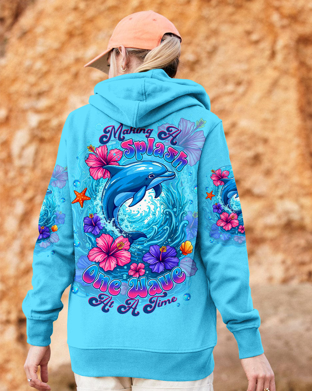 BLISSCORNERS MAKING A SPLASH ONE WAVE AT A TIME DOLPHIN ALL OVER PRINT