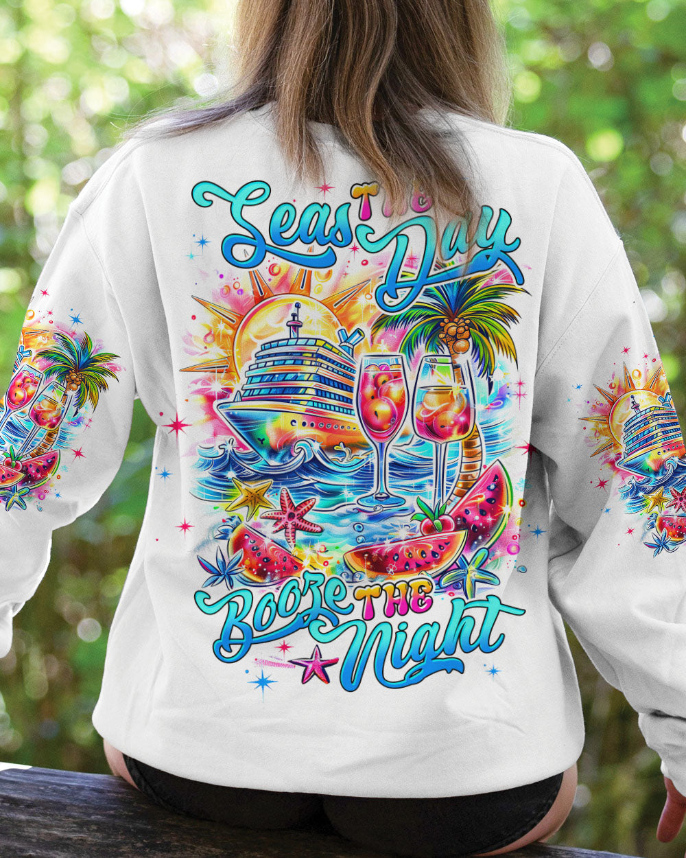 BLISSCORNERS SEAS THE DAY BOOZE THE NIGHT CRUISE ALL OVER PRINT