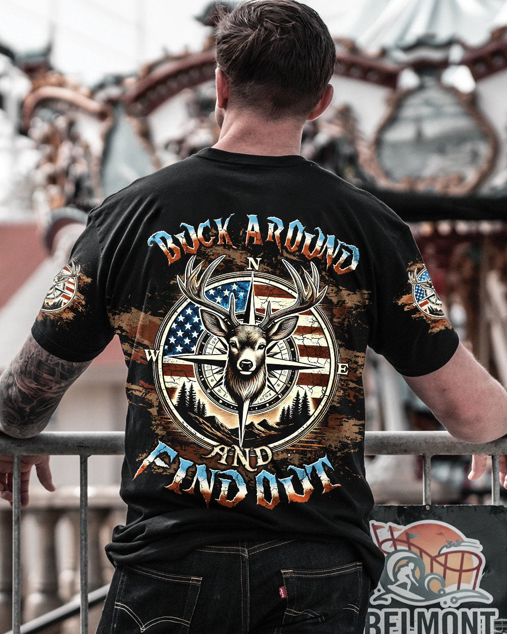 BLISSCORNERS BUCK AROUND AND FIND OUT DEER HUNTING ALL OVER PRINT