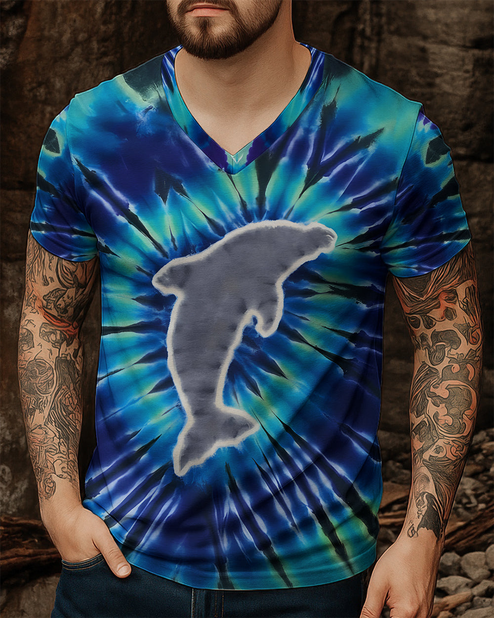 BLISSCORNERS DOLPHIN TIE DYE ALL OVER PRINT