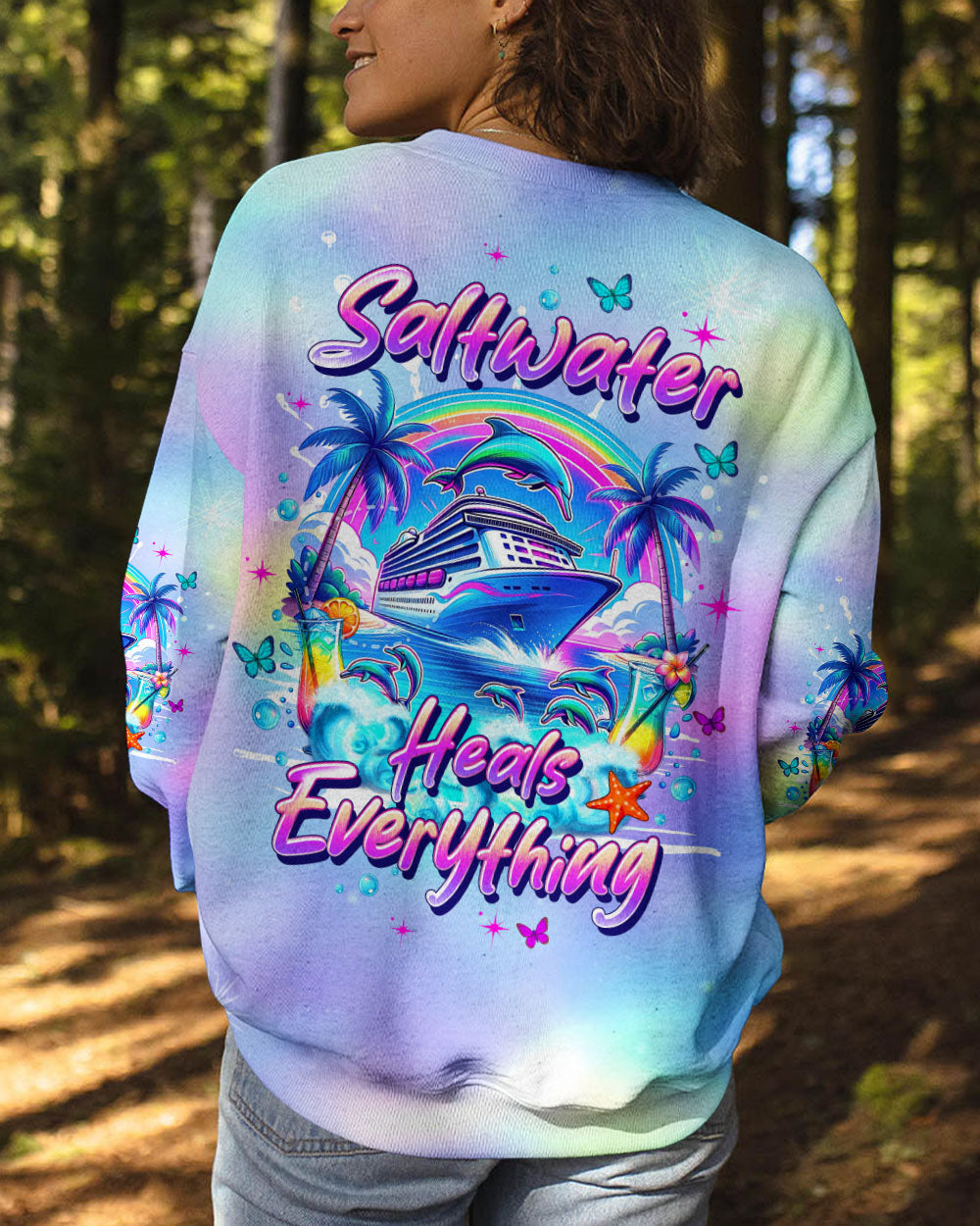 BLISSCORNERS SALTWATER HEALS EVERYTHING DOLPHIN CRUISE ALL OVER PRINT