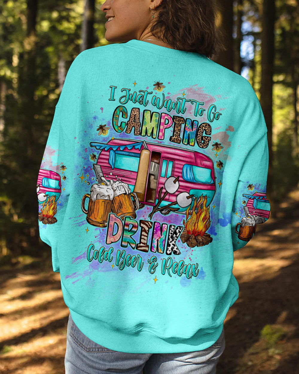 BLISSCORNERS I JUST WANT TO GO CAMPING ALL OVER PRINT