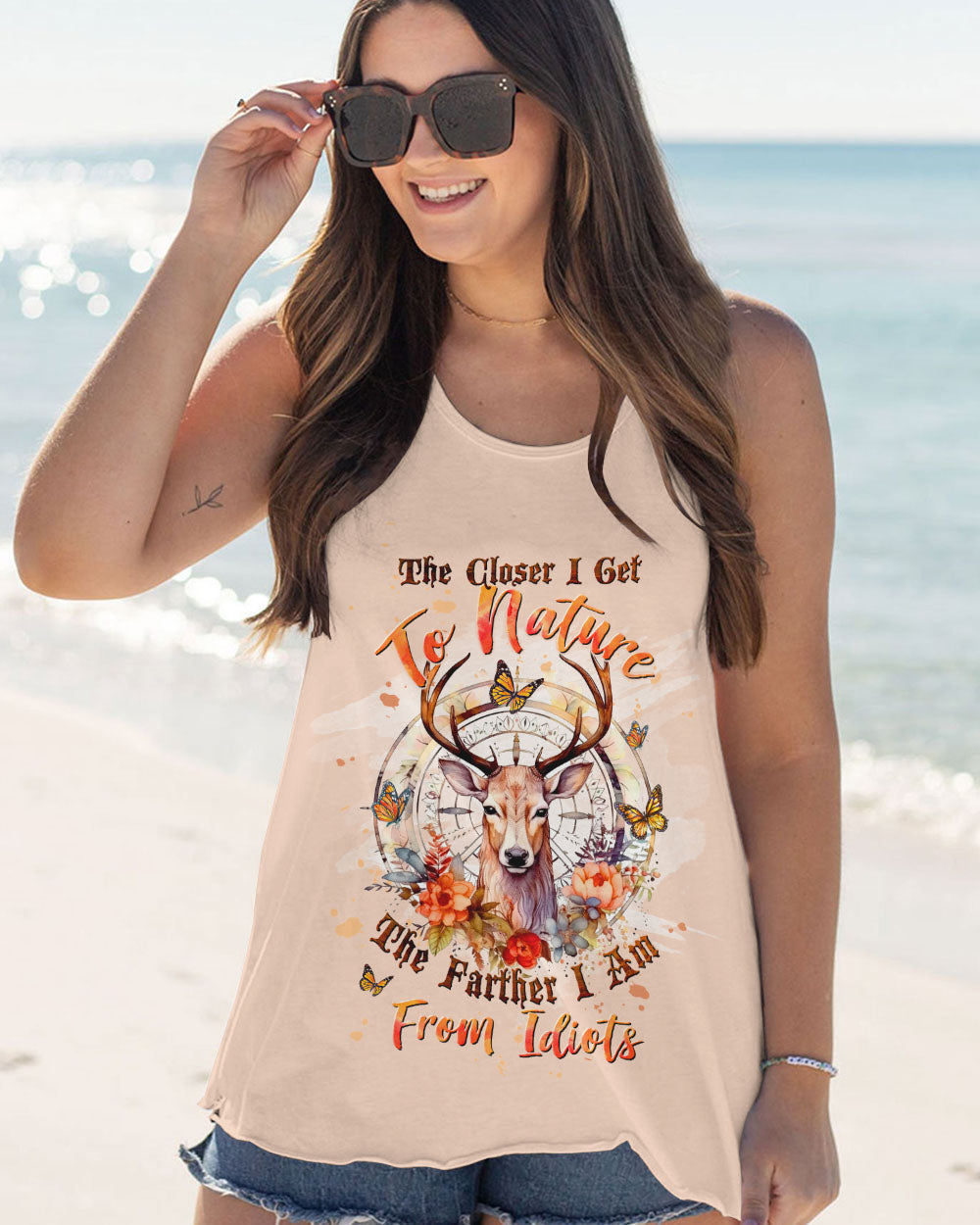 BLISSCORNERS THE CLOSER I GET TO NATURE DEER COMPASS ALL OVER PRINT