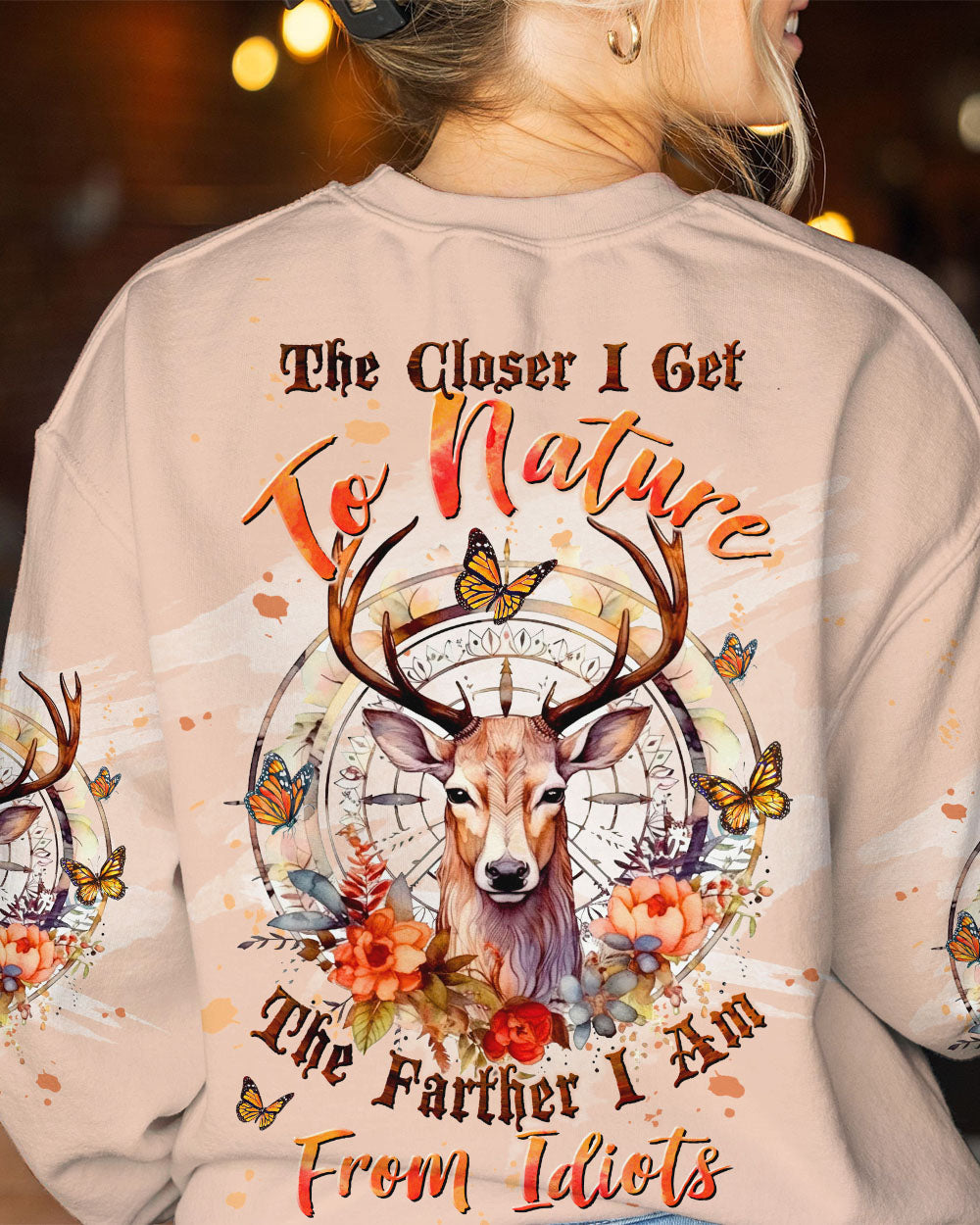 BLISSCORNERS THE CLOSER I GET TO NATURE DEER COMPASS ALL OVER PRINT