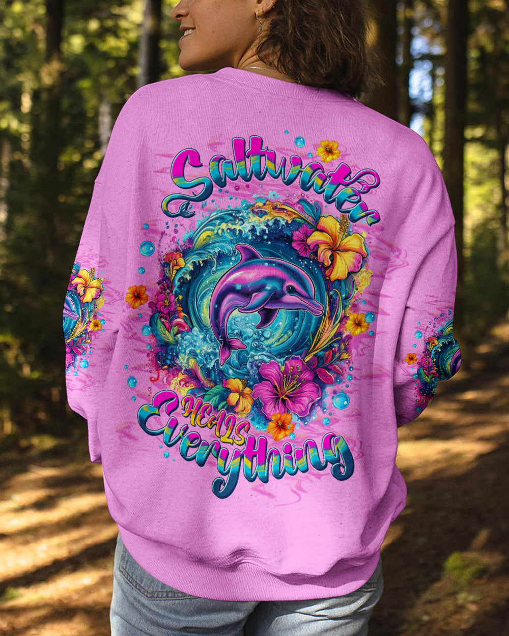 BLISSCORNERS SALTWATER HEALS EVERYTHING DOLPHIN ALL OVER PRINT