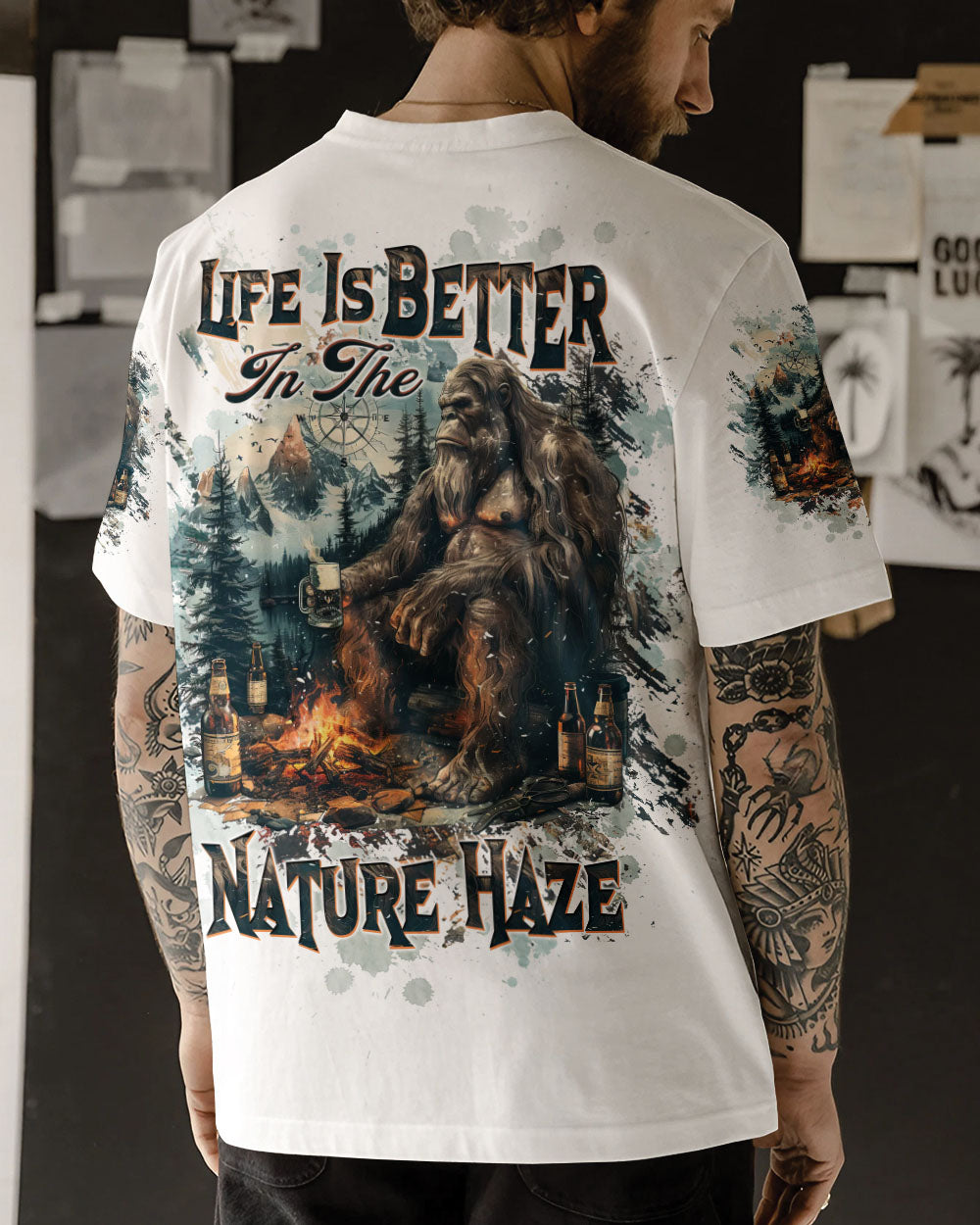 BLISSCORNERS LIFE IS BETTER IN THE NATURE HAZE BIGFOOT ALL OVER PRINT