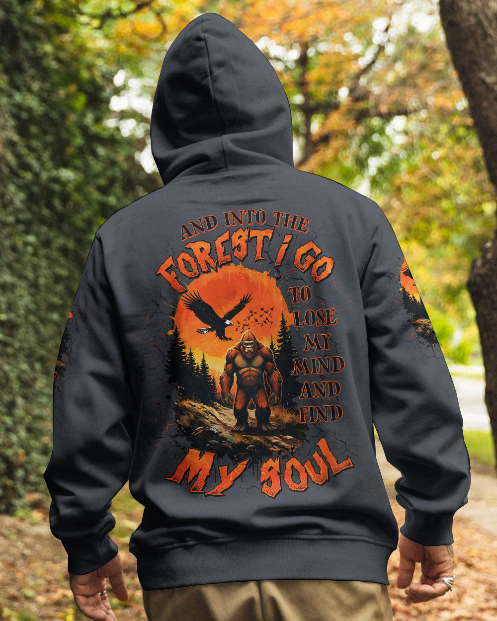 BLISSCORNERS AND INTO THE FOREST I GO BIGFOOT ALL OVER PRINT