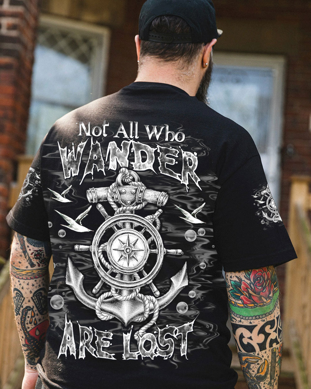 BLISSCORNERS NOT ALL WHO WANDER ARE LOST COMPASS ALL OVER PRINT