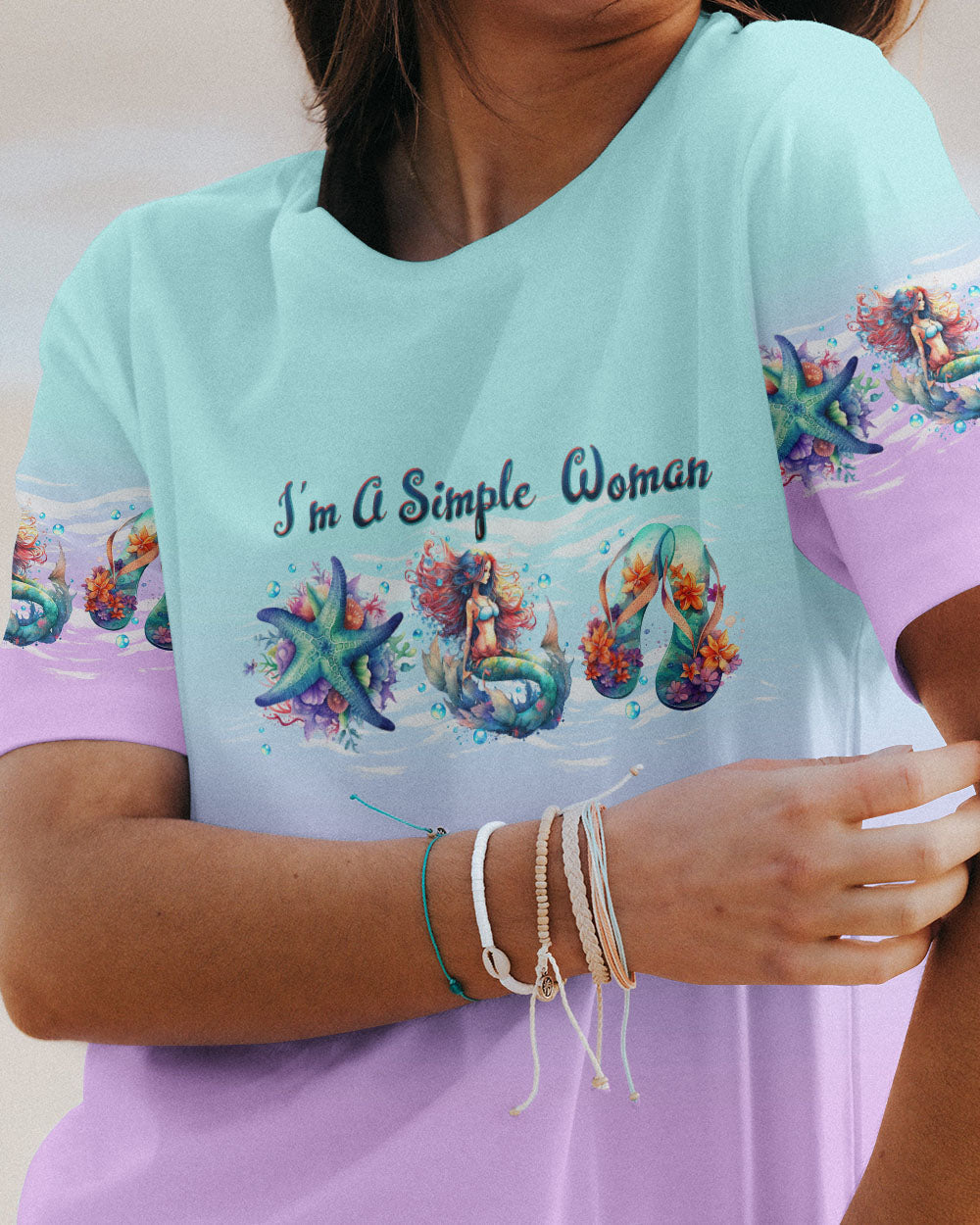BLISSCORNERS I'M A SIMPLE WOMAN STARFISH MERMAID ALL OVER PRINT