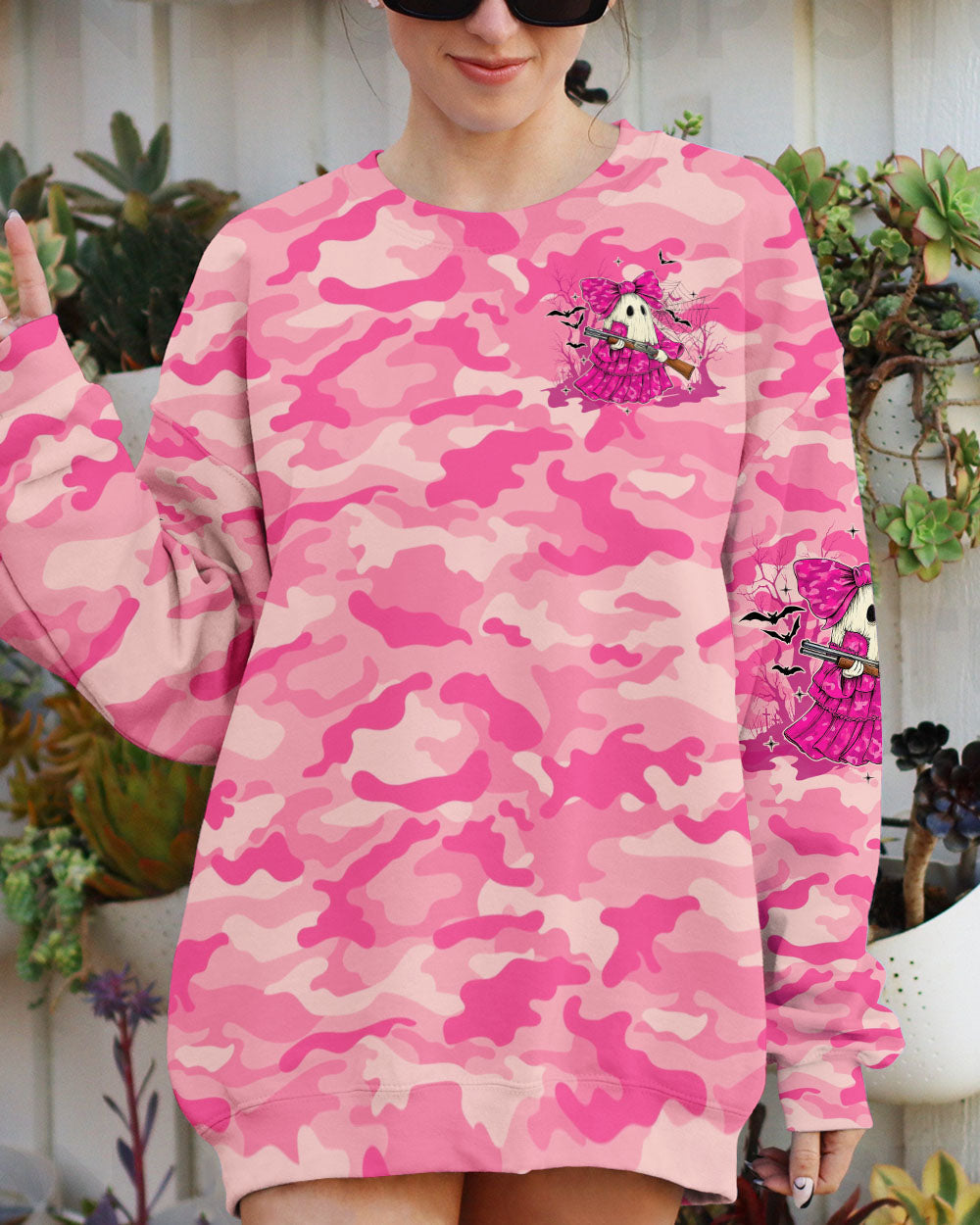 BLISSCORNERS PRETTY IN PINK HUNTING CAMO HALLOWEEN ALL OVER PRINT -TLTW2309253