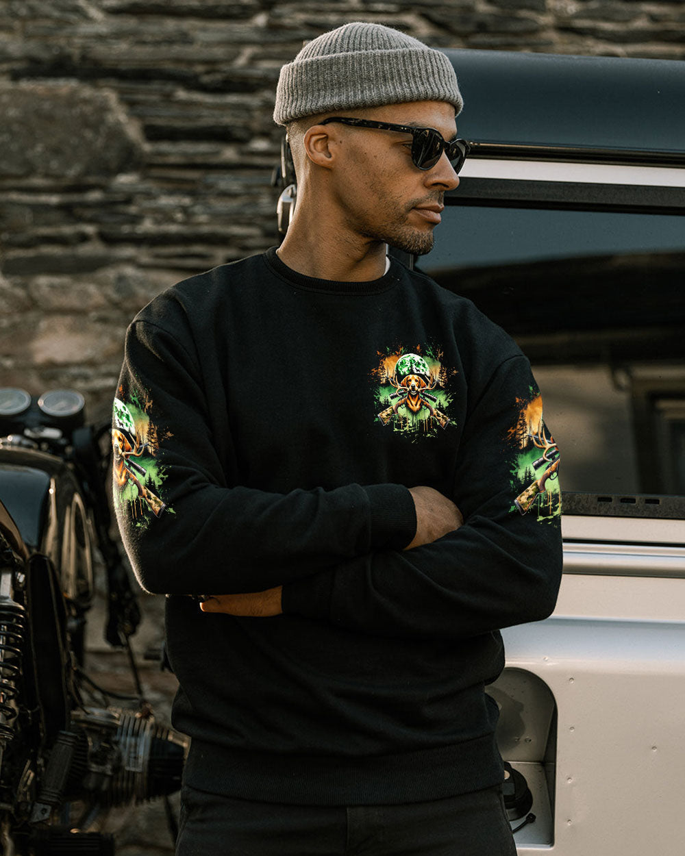 BLISSCORNERS BUCK AROUND AND FIND OUT DEER HUNTING FOXHOUND DOG ALL OVER PRINT