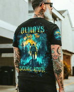 BLISSCORNERS ALWAYS TAKE THE SCENIC ROUTE COMPASS BIGFOOT ALL OVER PRINT