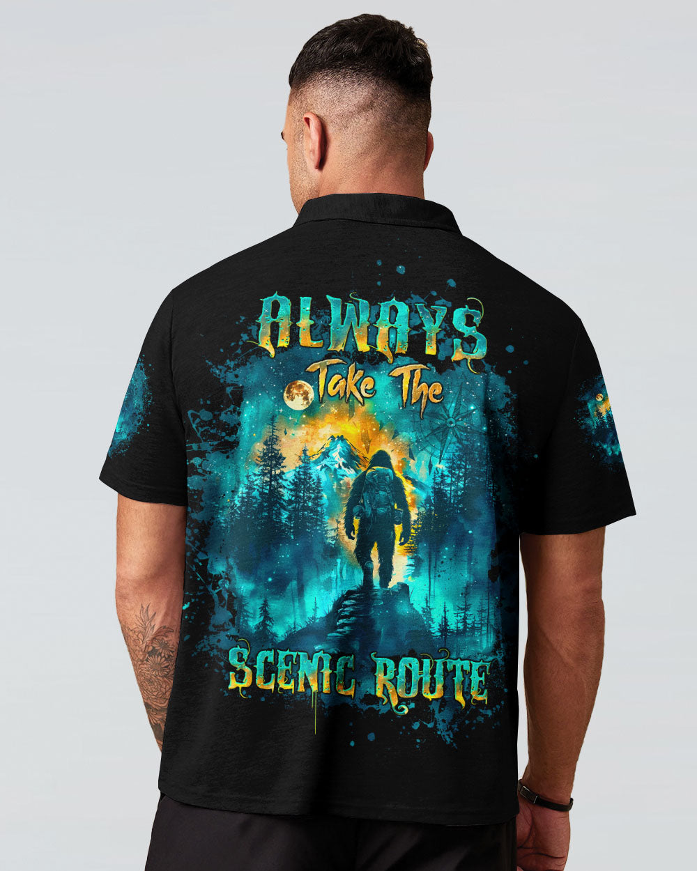 BLISSCORNERS ALWAYS TAKE THE SCENIC ROUTE COMPASS BIGFOOT ALL OVER PRINT