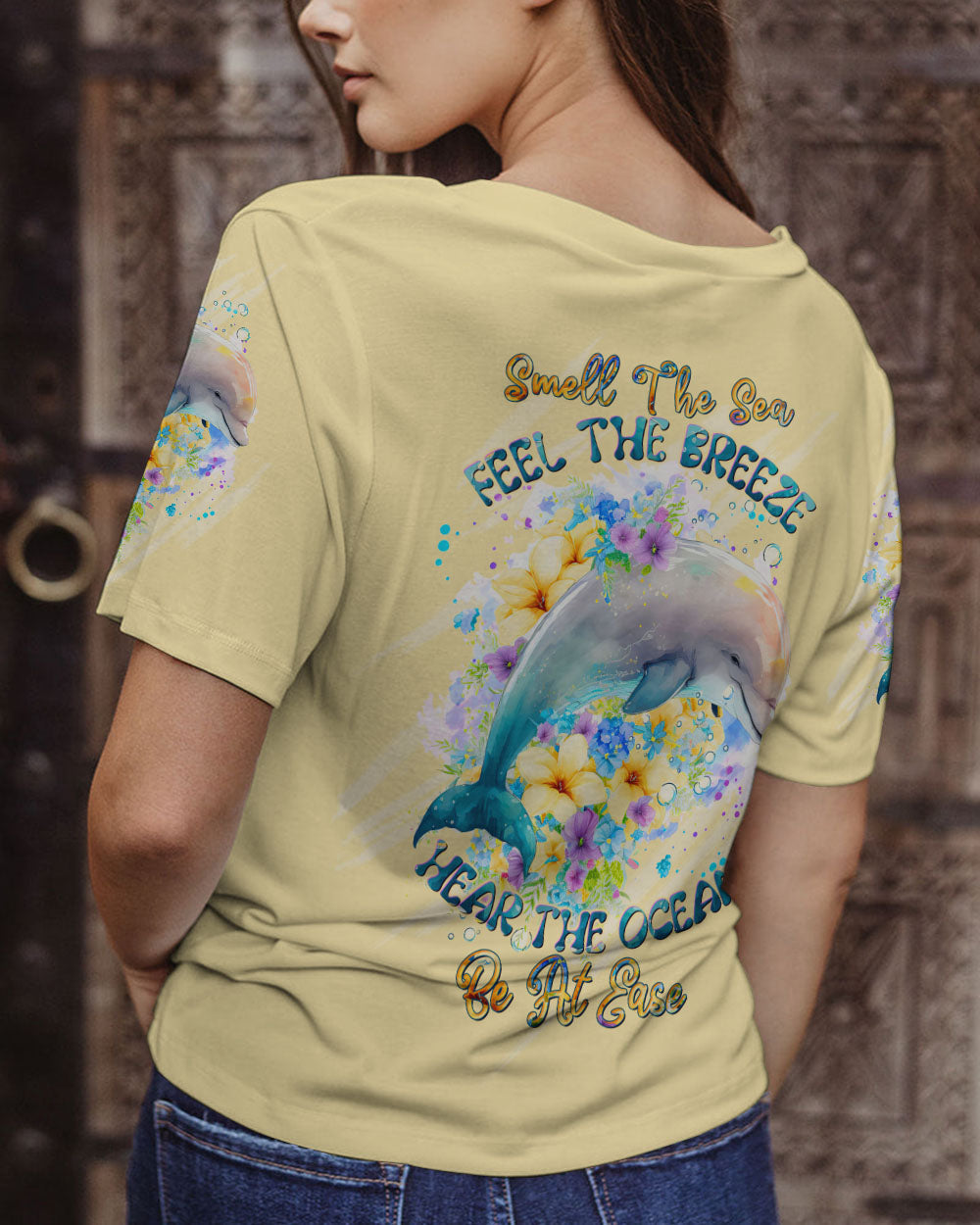 BLISSCORNERS SMELL THE SEA FEEL THE BREEZE DOLPHIN ALL OVER PRINT