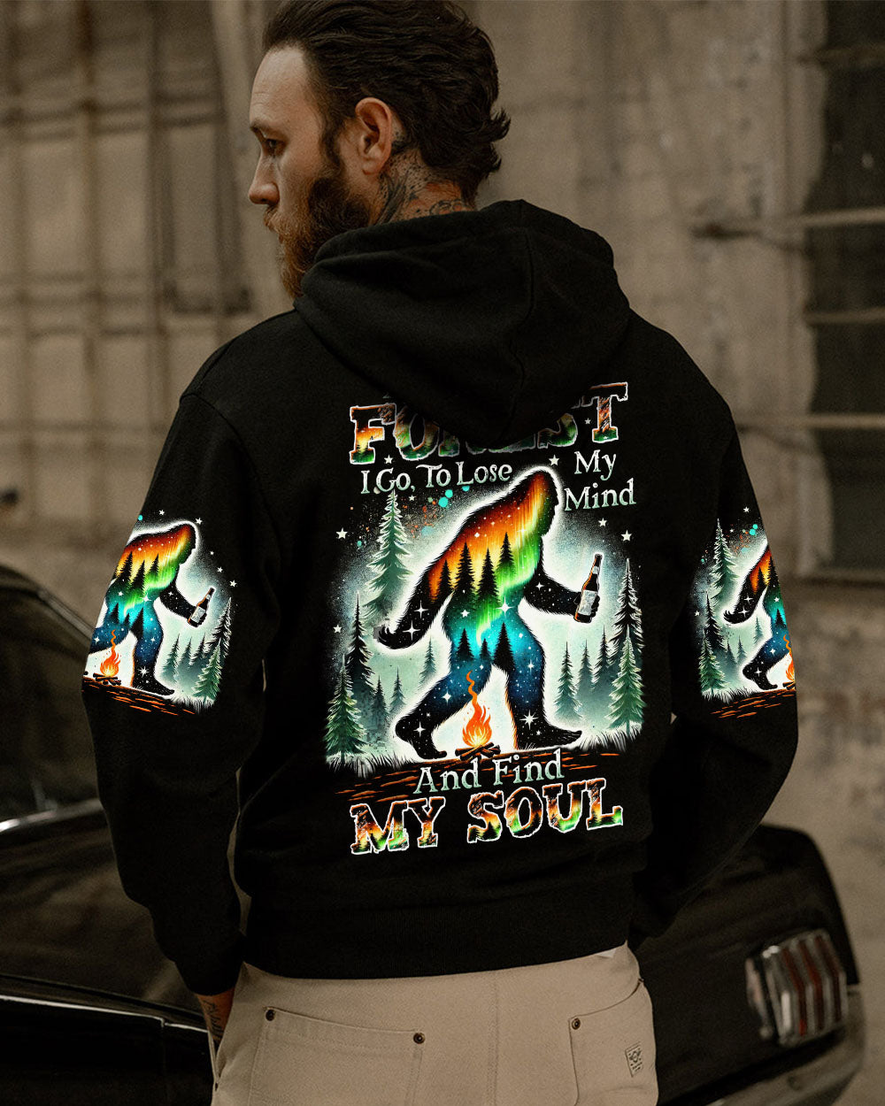 BLISSCORNERS AND INTO THE FOREST I GO BIGFOOT ALL OVER PRINT