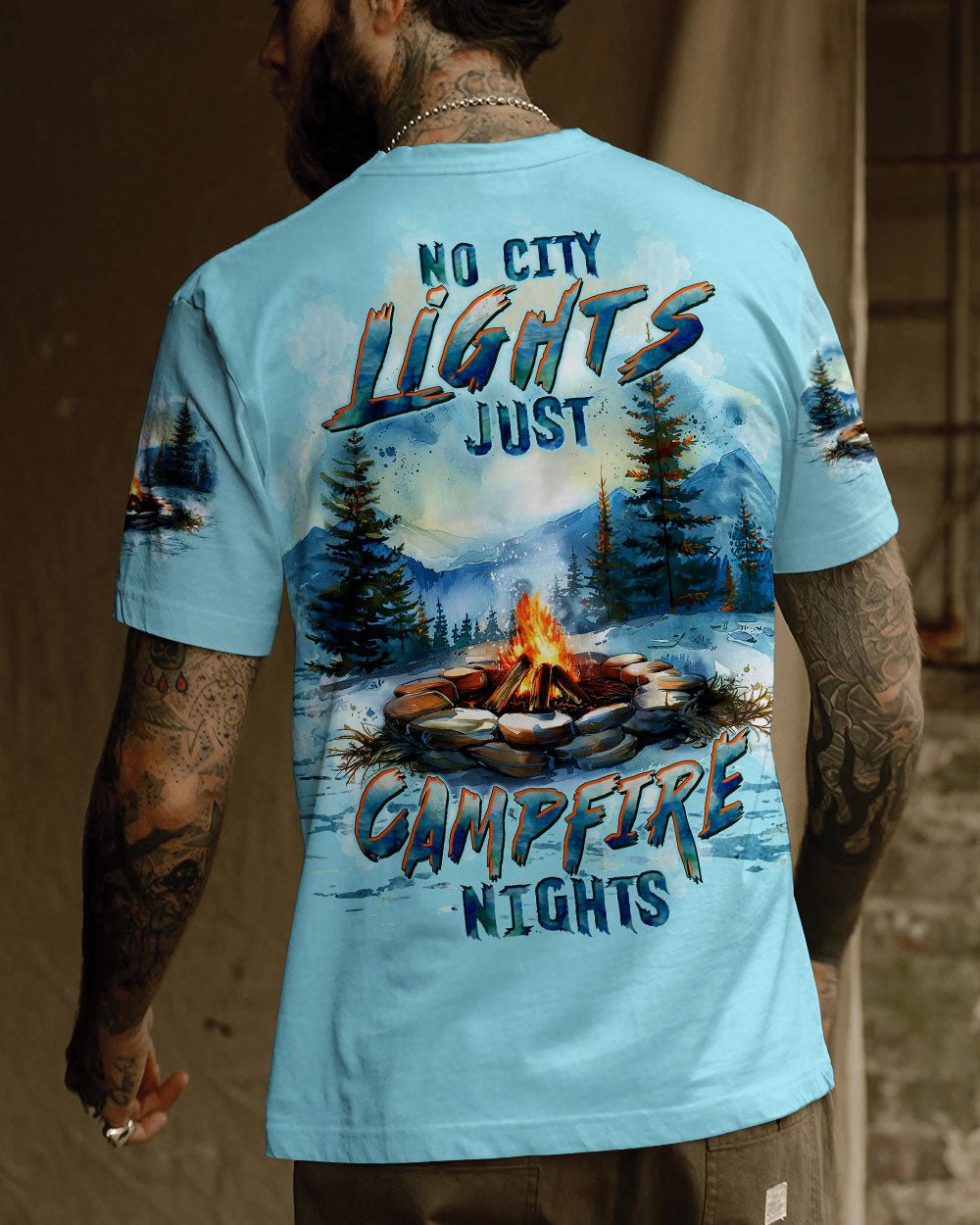 BLISSCORNERS NO CITY LIGHTS JUST CAMPFIRE NIGHTS ALL OVER PRINT