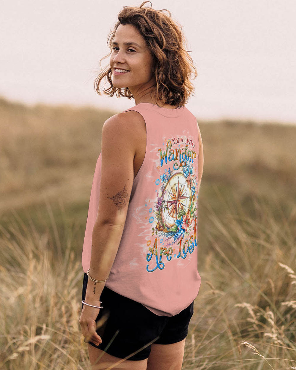 BLISSCORNERS NOT ALL WHO WANDER ARE LOST COMPASS ALL OVER PRINT