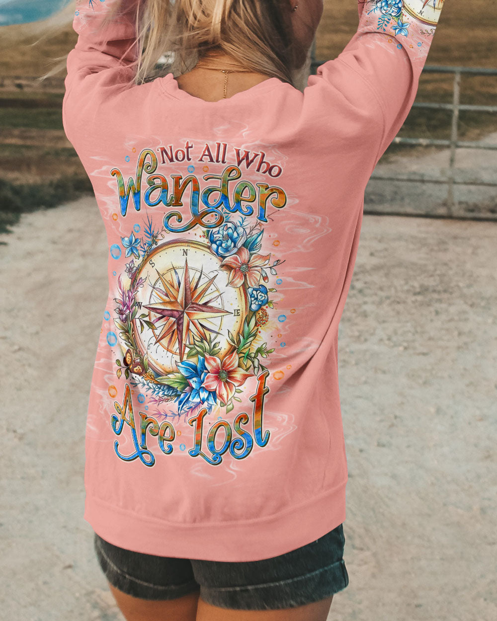 BLISSCORNERS NOT ALL WHO WANDER ARE LOST COMPASS ALL OVER PRINT