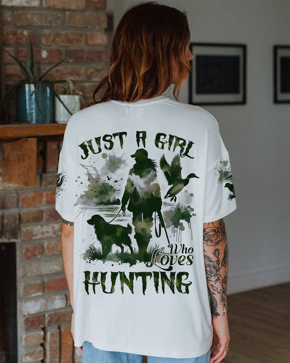 BLISSCORNERS JUST A GIRL WHO LOVES HUNTING ALL OVER PRINT